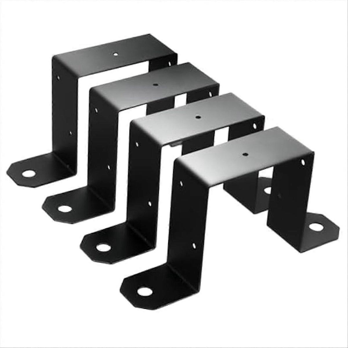 Set Mit 4 Schwarzen Pfostenhalterungen Für Terrassenzäune, Kompatibel Mit U-förmigen Halterungen Für 10 X 10 Cm (4 X 4 Zoll) Pfosten. Auch Zur Befestigung Von Metall- Oder Holzpfosten Geeignet.