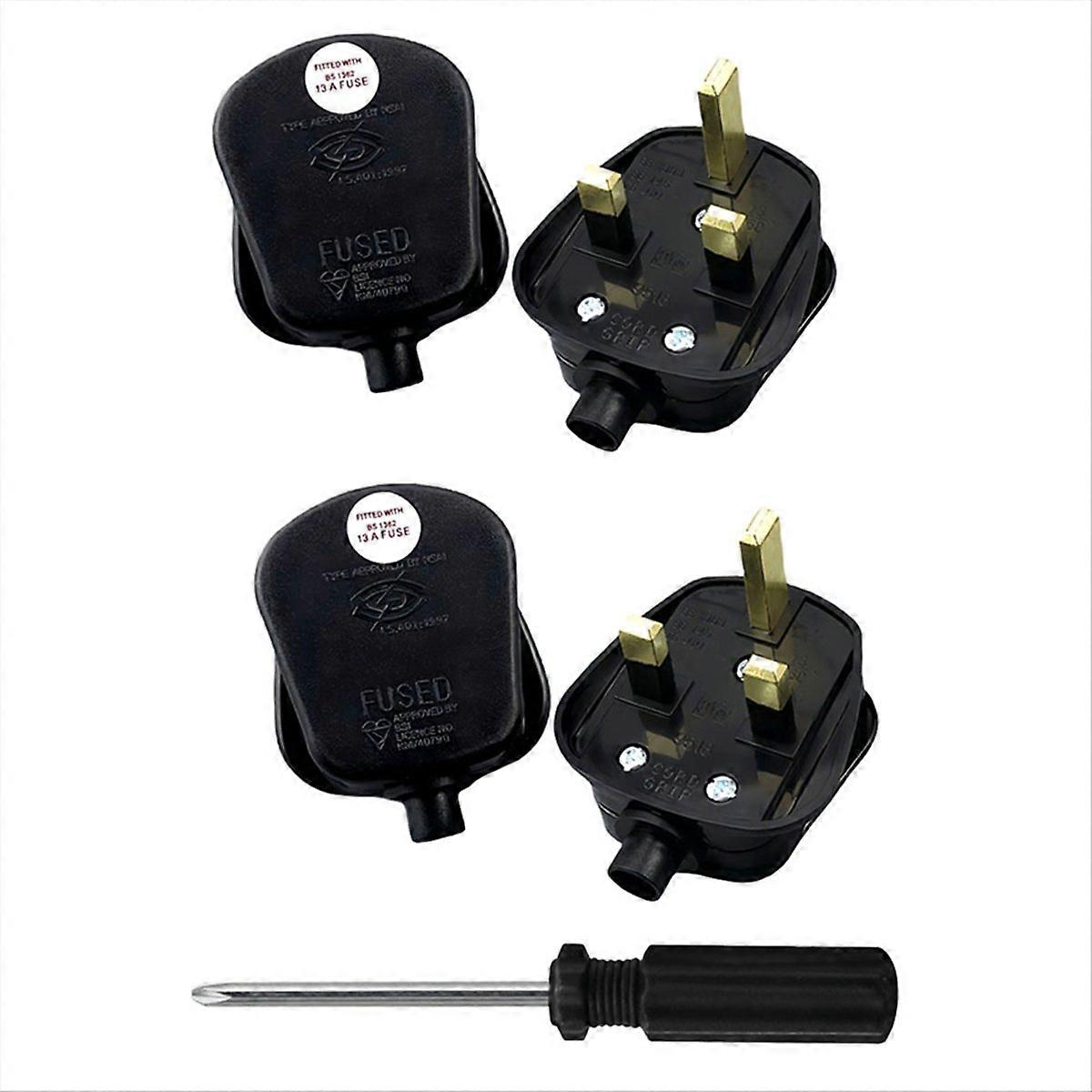 4er-pack Dreipolige Netzsteckdosen Mit Sicherungssteckeradapter, Wiederanschließbaren Steckern, Verlängerungskabel, Schwarz