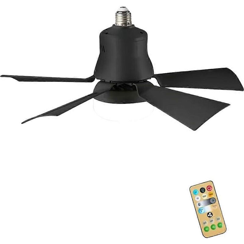 Strong Wind Leiser Led-deckenventilator Mit Farbpalette, Drei Fernbedienungen, E27-sockel Und Einstellbarer Lichtgeschwindigkeit, Schwarz.