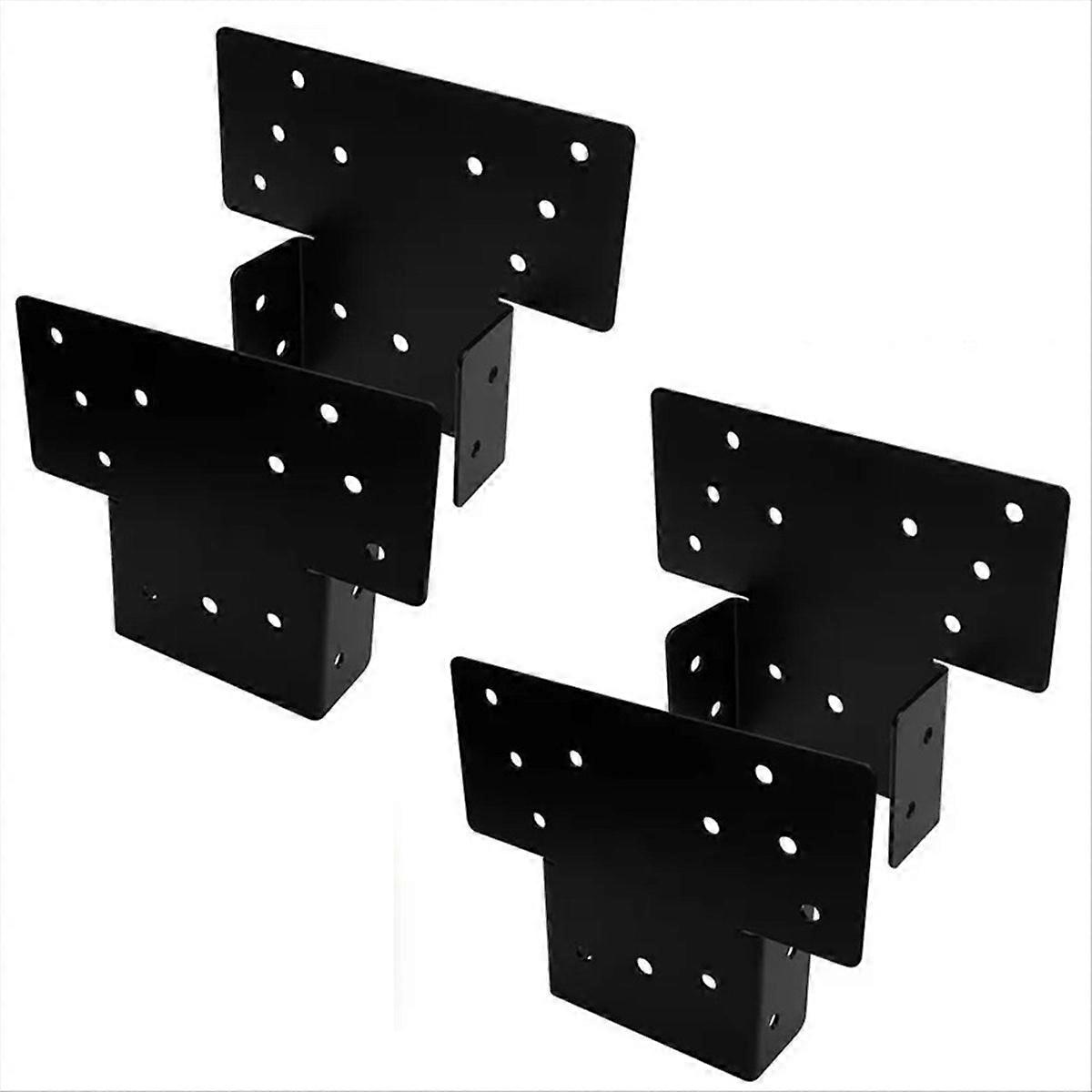 Set Mit 4 Pergola-halterungen, 3-wege-t-halterungen Für 10 X 10 Cm Holzpfosten, Robuster Stahl Für Gartenpavillons, Terrassen Und Pergolen – Schwarz