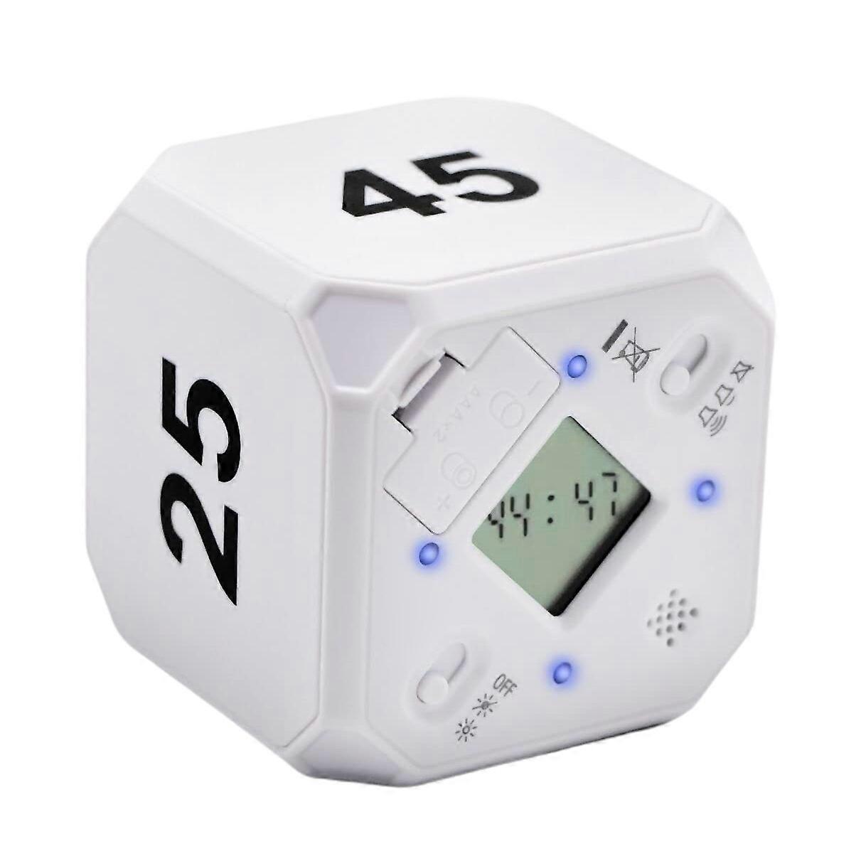 Cube-timer Küchentimer Mit Schwerkraftsensor, Wippen-meditationstimer Für Zeitmanagement Und Countdown 5-15-25-45 Min (weiß)