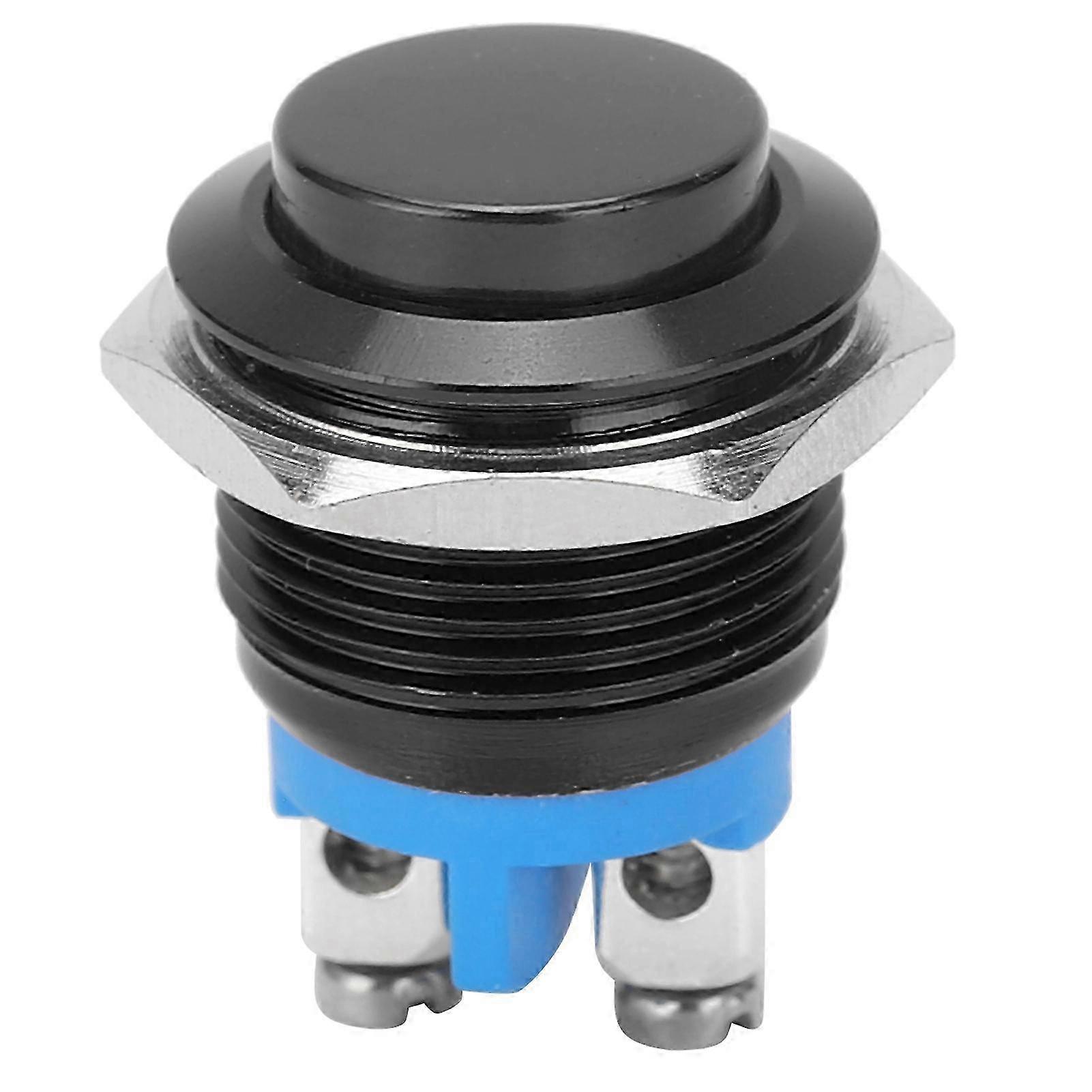Wasserdichter 16-mm-druckknopf Aus Schwarzem Metall, Edelstahl, Normalerweise Offen, Selbstrückstellend, 220-v-schalter Für Industrielle Anwendungen.