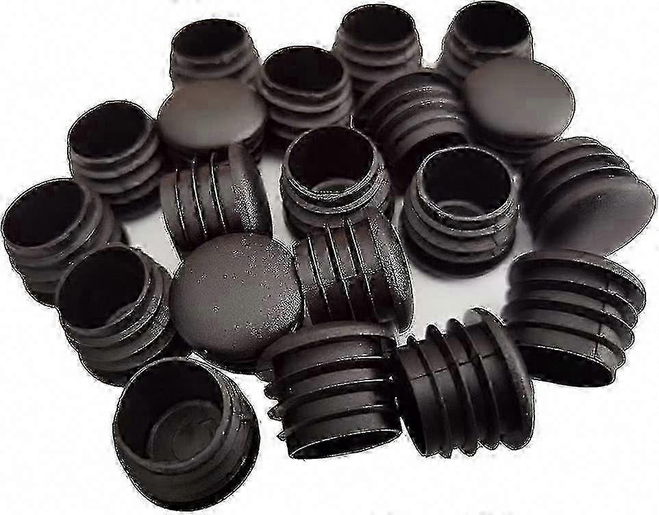 20 Runde, Schwarze Kunststoff-stuhlbeinkappen, 25-mm-rohrstopfen, Möbelschutzkappen -tt