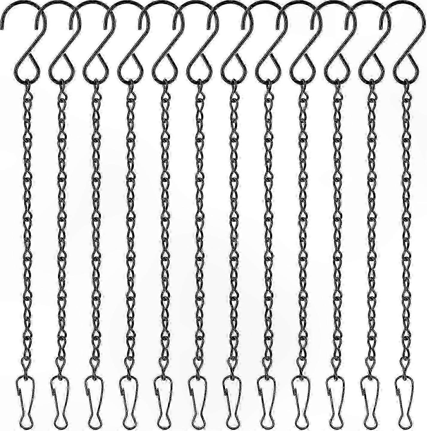 Set Mit 12 Schwarzen Metall-hängeketten Für Gartenkörbe Inklusive Haken