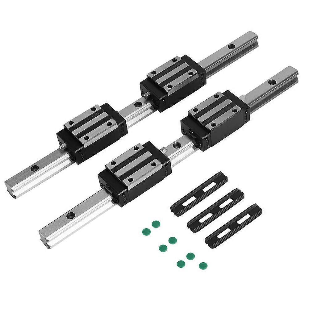 Satz Aus 2 Hg15-300mm Linearführungsschienen Aus Gusseisen Mit 4 Hgh15 Gleitblöcken, Schwarze Kugellager