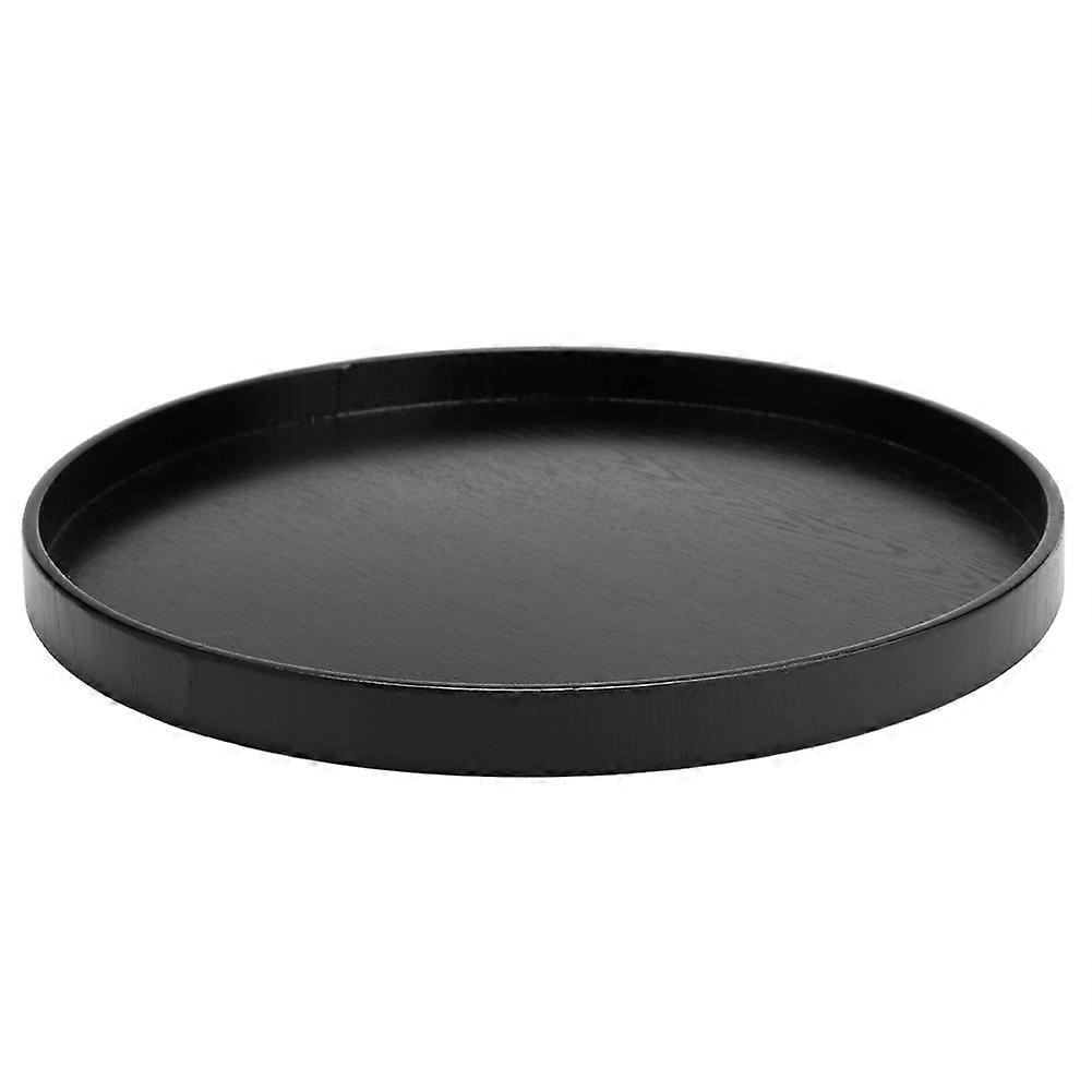 Rundes, Schwarzes, Rutschfestes Holztablett Für Teeservice, Präsentationstisch, Heimgebrauch, Geschäft, Büro Und Bar (schwarz 30 Cm)