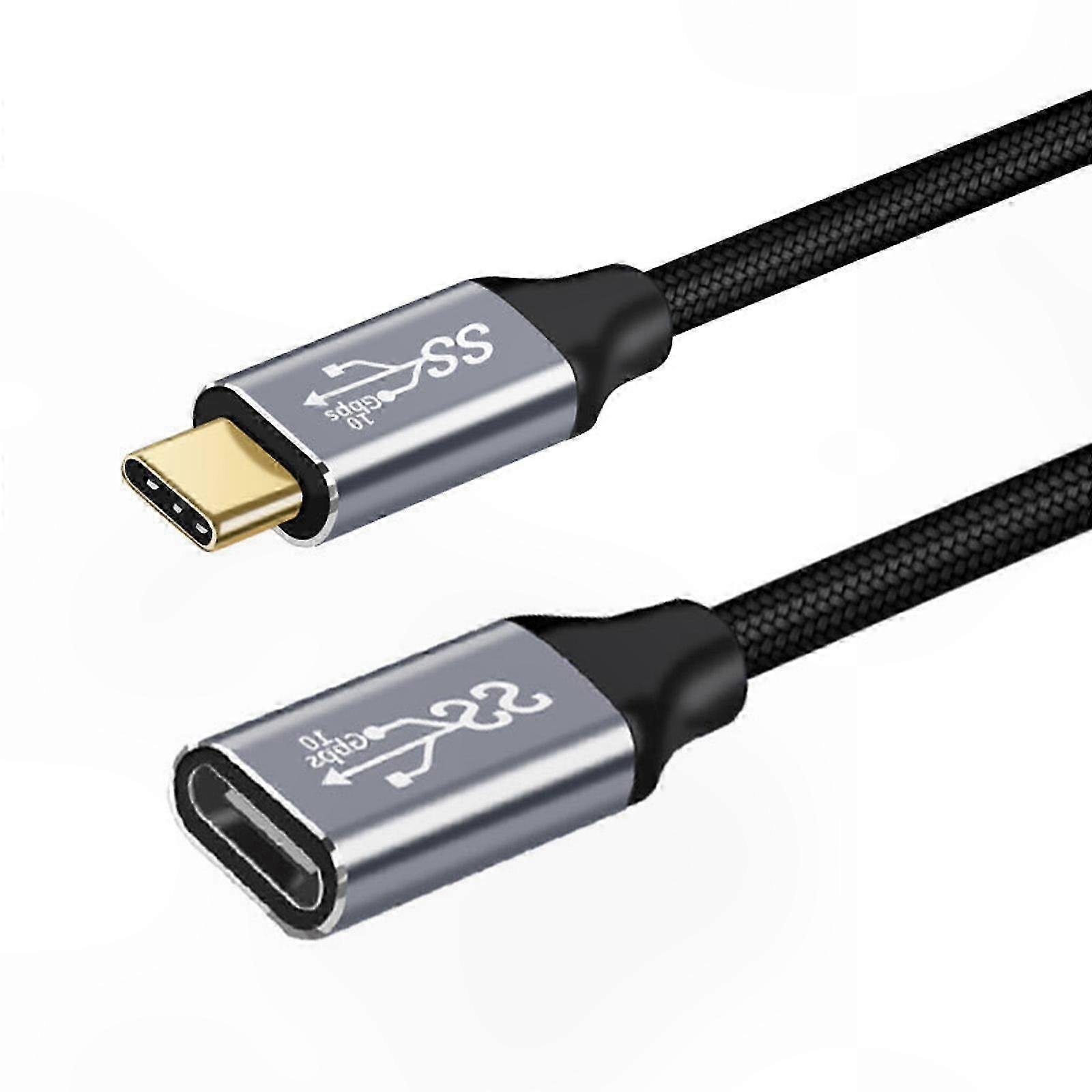 Usb-c 3.1 Gen 2 Verlängerungskabel, Stecker Typ C (männlich) Auf Buchse (weiblich), 100-w-lade- Und Datenübertragungskabel, 1 M Langes Schwarzes Verlängerungskabel, Kompatibel Mit Smartphones Und Tabl