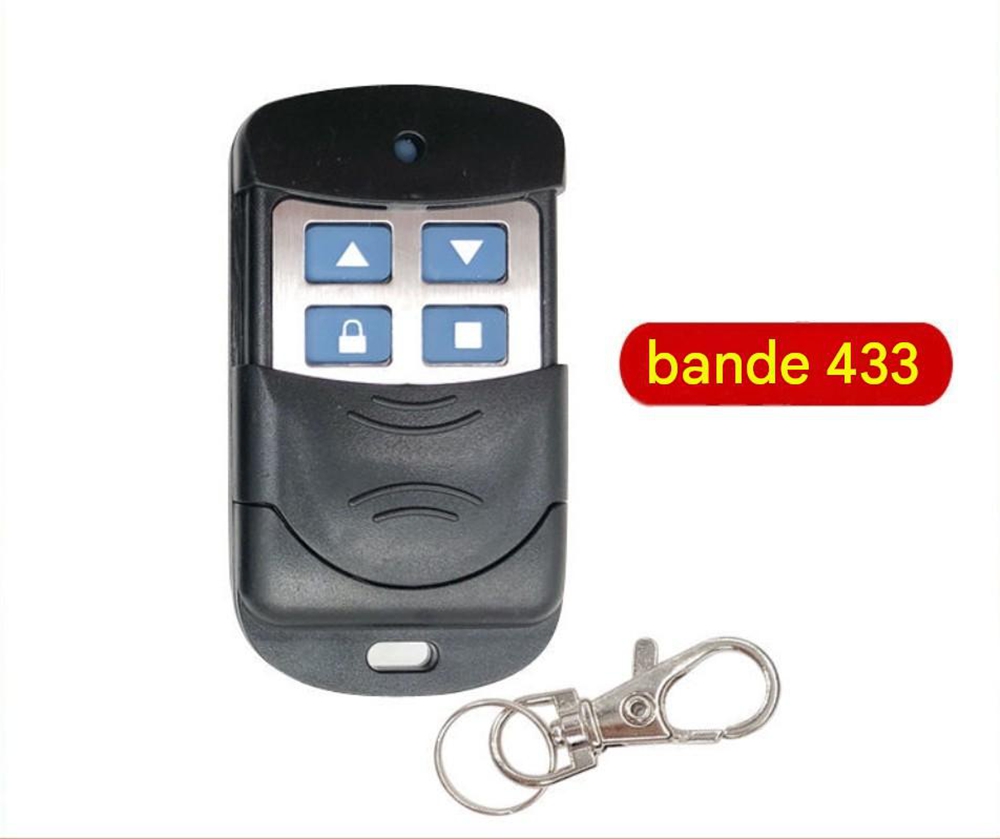 Universelle 433-mhz-fernbedienung Für Garagentore Und Elektrische Einfahrtstore, Schwarzer, Tropfenförmiger Schlüsselanhänger Mit Blauem Symbol, Drahtloser Sender, Kompatibel Mit Automatisierungssyste