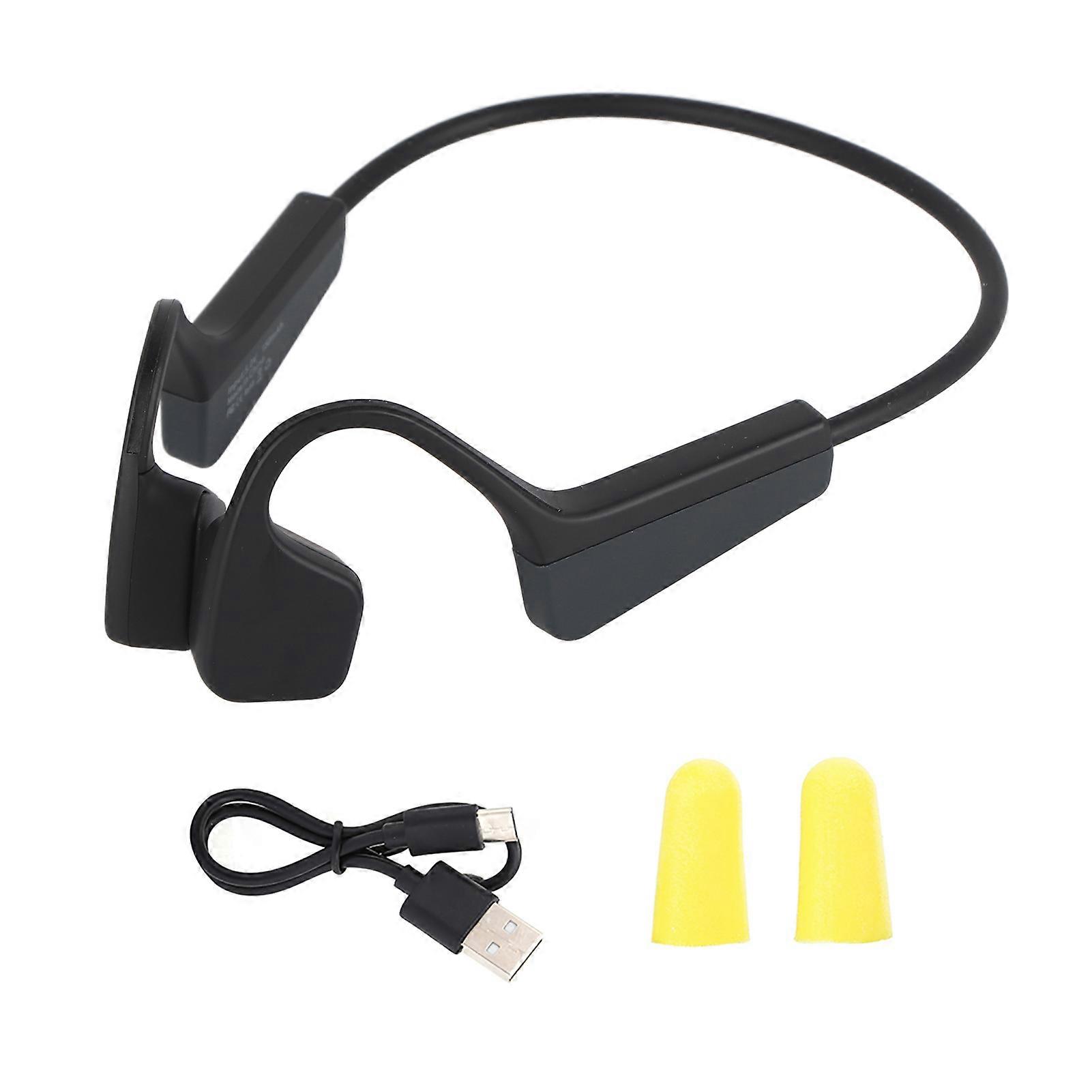 Bluetooth 5.0 Knochenschallkopfhörer, Wasserdichte Sport-ohrhörer, Kabelloses Stereo-headset Zum Laufen, Kompatibel Mit Smartphones, Schwarz