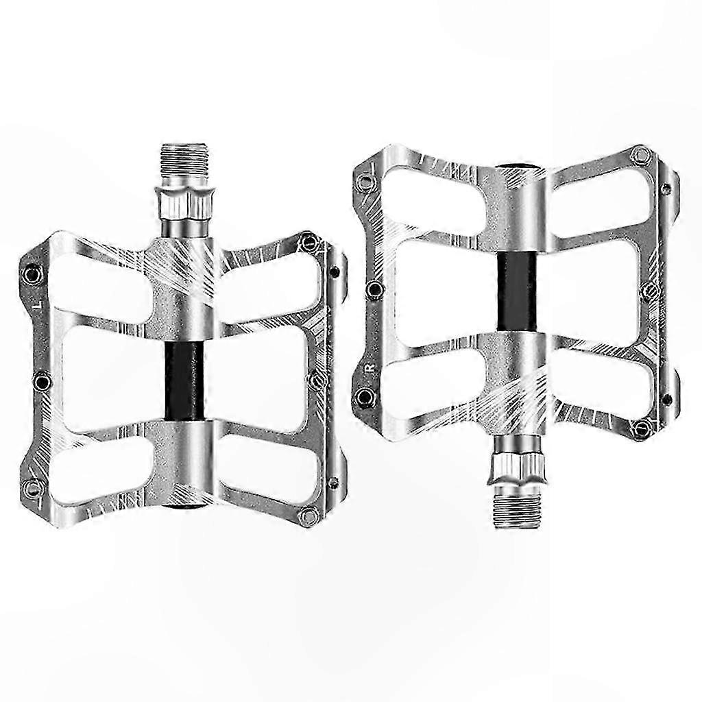 Ultraleichte Flatpedale Für Mountainbiken/rennradfahren Aus Schwarzem/silbernem Aluminium, Rutschfest, Vielseitiges Fahrradzubehör, 2er-set, Sichere Befestigung Für Mountainbiken Und Rennen.