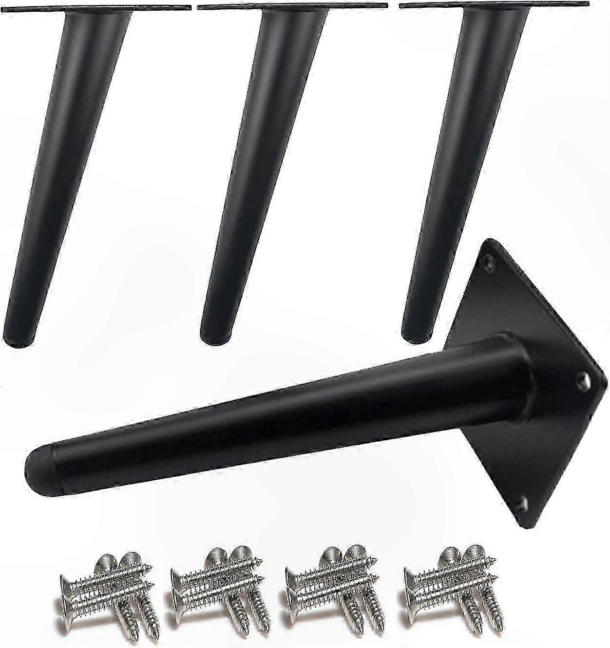 Schwarze Tischbeine Aus Metall, 4er-set, Konisches Design, 10 Cm Hoch, Aus Robustem Edelstahl Zur Renovierung Ihrer Möbel.