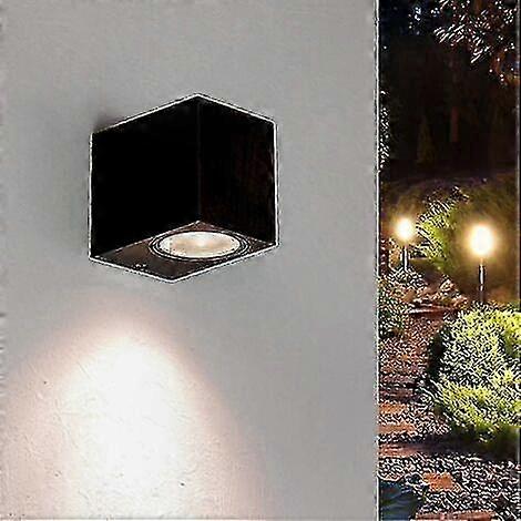 Moderne Rechteckige Schwarze Led-wandleuchte Ip44, Kompatibel Mit Gu10-leuchtmitteln