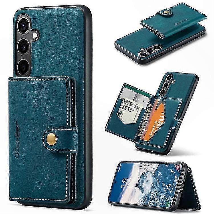 Retro-tpu-lederhülle Mit Kartenhalter Und Integriertem Ständer Für Galaxy S24, Robuste Hülle Mit Ständer Und Tasche, Stilvoller Schutz, Schwarz