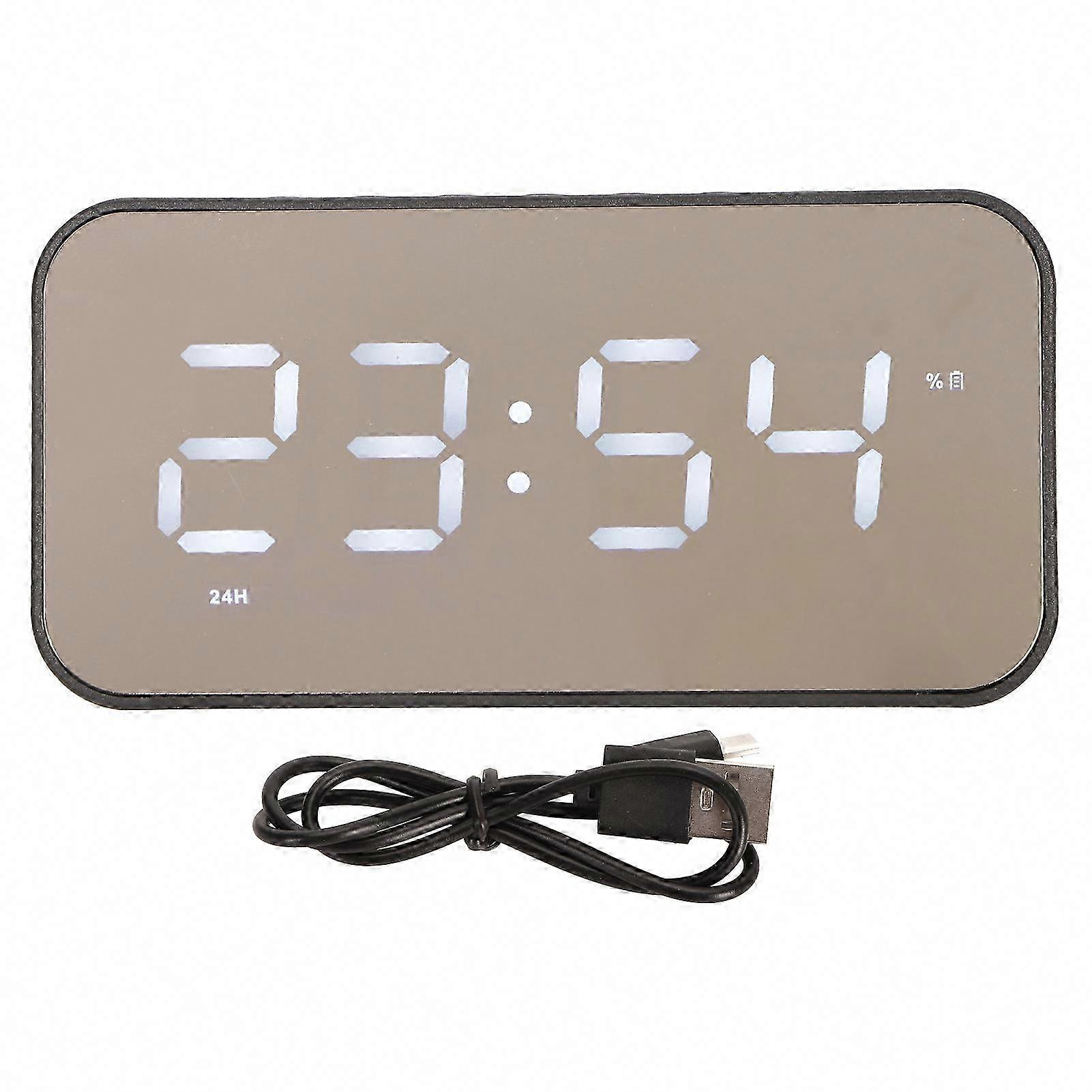 Kabelloser Stereo-bluetooth-lautsprecher Mit Geräuschunterdrückung, Temperaturanzeige, Sprachansagen, Fm-radio Und Spiegelwecker – Schwarz