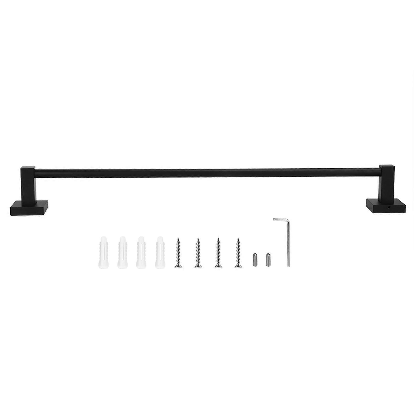 Schwarzes Aluminium-wandregal Fürs Badezimmer, Handtuchhalter Mit Ablagefläche, Praktisches Wandaccessoire, Stabiler Halter Für Handtücher Und Andere Gegenstände.