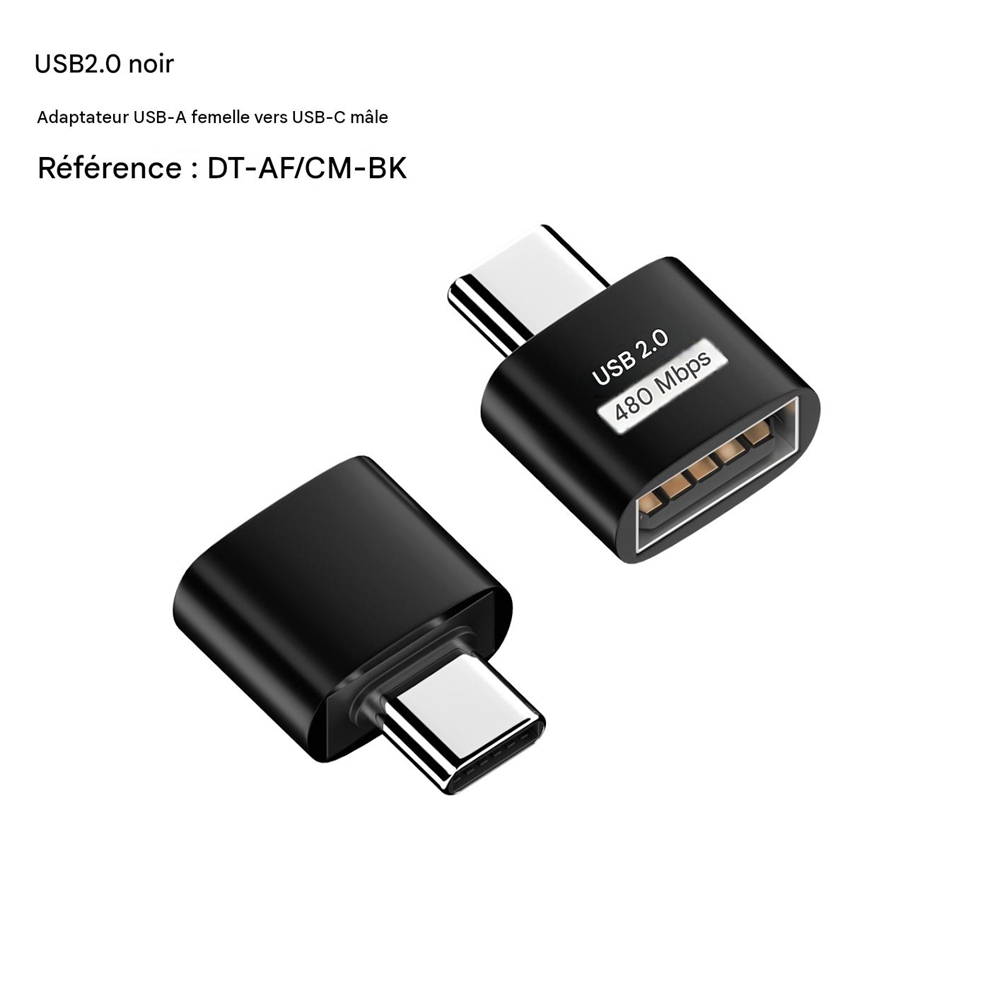 Kompakter Usb Typ-c Stecker Auf Usb-a Buchse 2.0 Adapter, Kurzer Schwarzer Otg-konverter Zum Anschluss Von Peripheriegeräten, Zur Datenübertragung Und Für Kompatibles Zubehör.