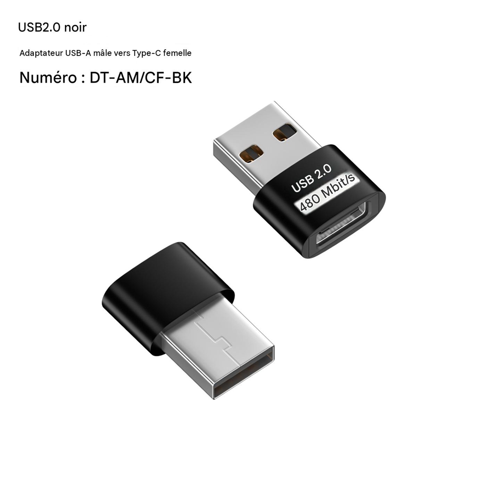 Kurzer Usb-a-stecker Auf Usb-c-buchse 2.0-adapter, Kompakter Schwarzer Portkonverter Zum Laden Und Zur Datenübertragung