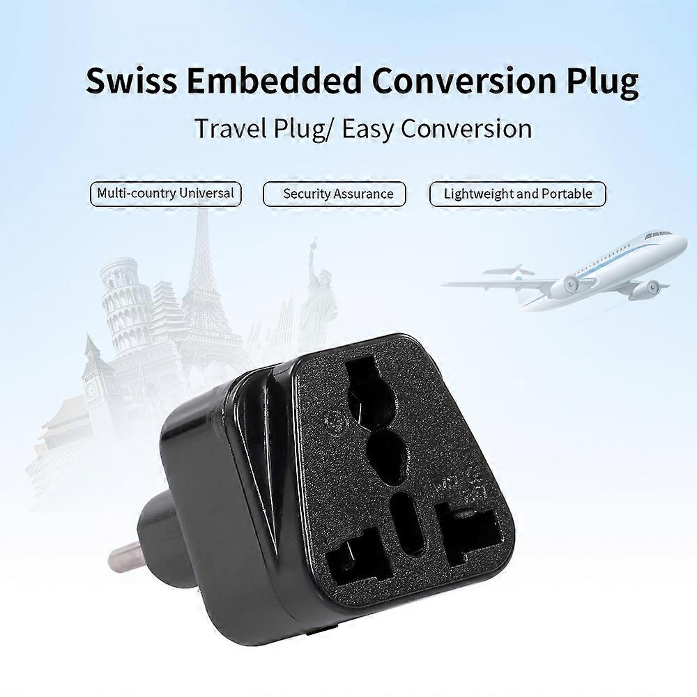 Universeller 5-loch-reisesteckeradapter (schweizer Stecker Auf Weltweiter Stecker), Hochwertiger Integrierter Konverter, Schwarzer Reisestecker Für Ladegerät