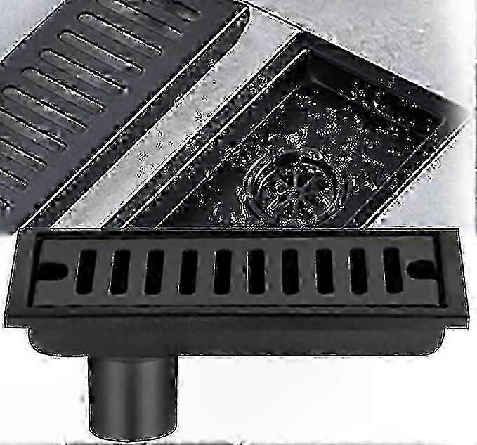 Schwarzer Rechteckiger Duschablauf Mit Doppelfilter, 20x10 Cm, Bodenablauf Für Bad, Küche Und Balkon.