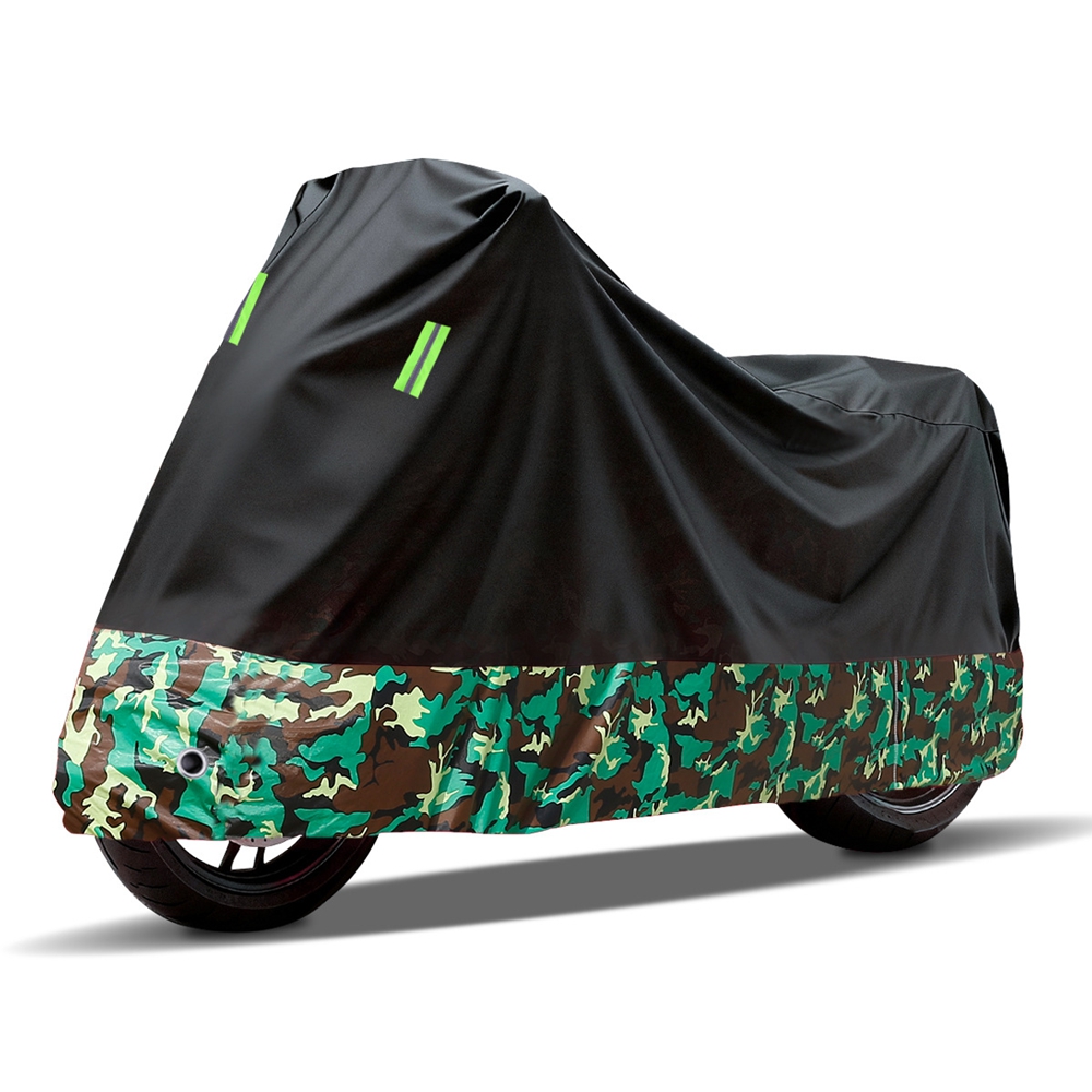 Verstärkte, Wasserdichte Motorradabdeckung Mit Uv-schutz, Universelle Schutzhülle Für Roller Und Motorräder, Staub-, Regen- Und Sonnendicht, Größe M (155 X 75 X 95 Cm), Schwarz Und Camouflage