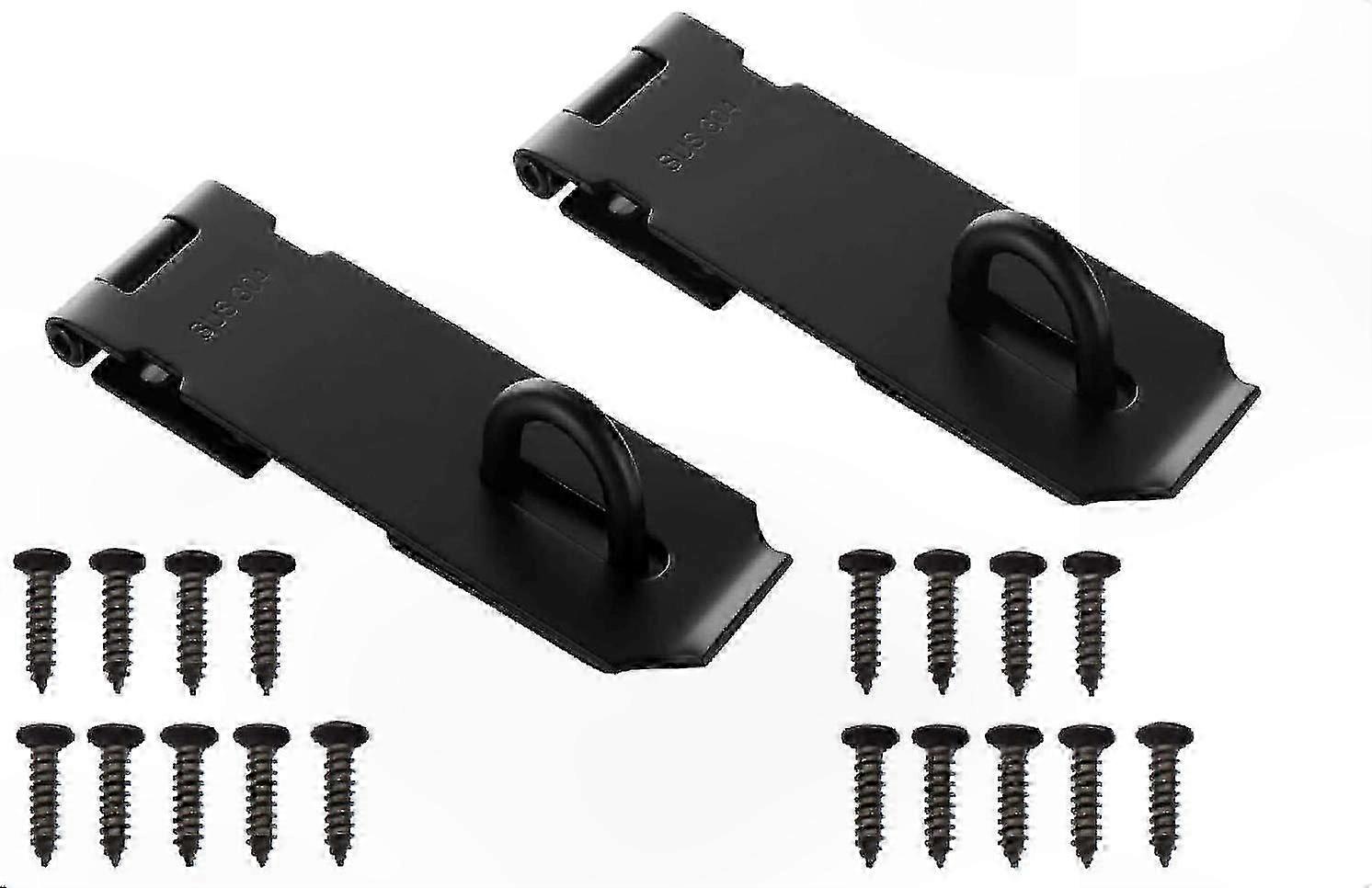 Schwarzes 12,7 Cm Edelstahl-schubladenschloss, 2er-set Mit Vorhängeschloss, Schließmechanismus Für Schränke Und Möbel, Schrauben Inklusive
