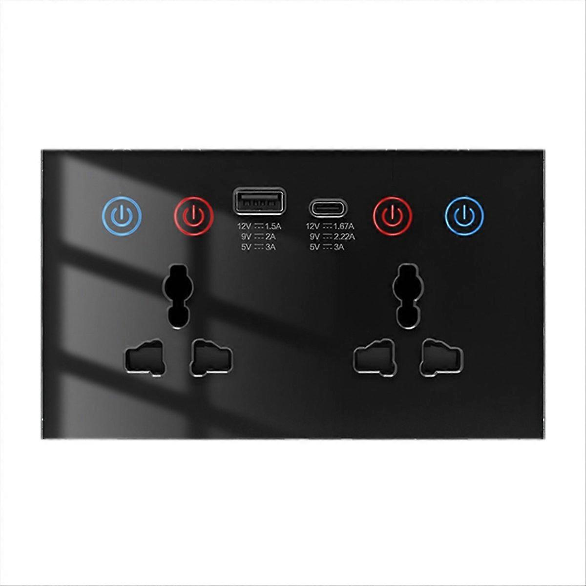 Tuya Wif Smarte Wandsteckdose Mit Usb Typ-c-anschluss Und 4-in-1-touch-schalter, Schwarz.