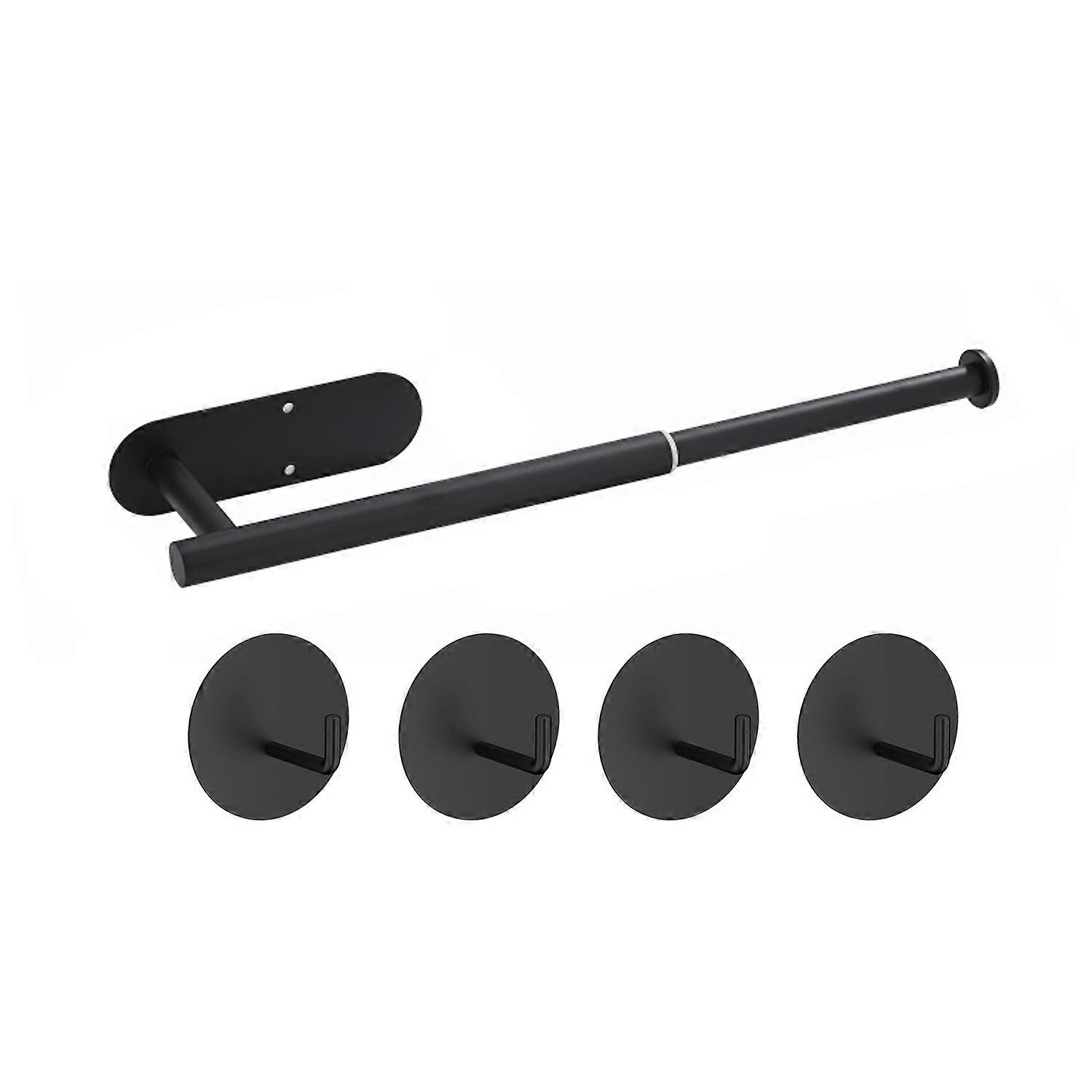 Ausziehbarer, Wandmontierter Handtuchhalter, Kein Bohren Erforderlich, Zum Aufkleben, Für Bad Und Küche, Schwarz.