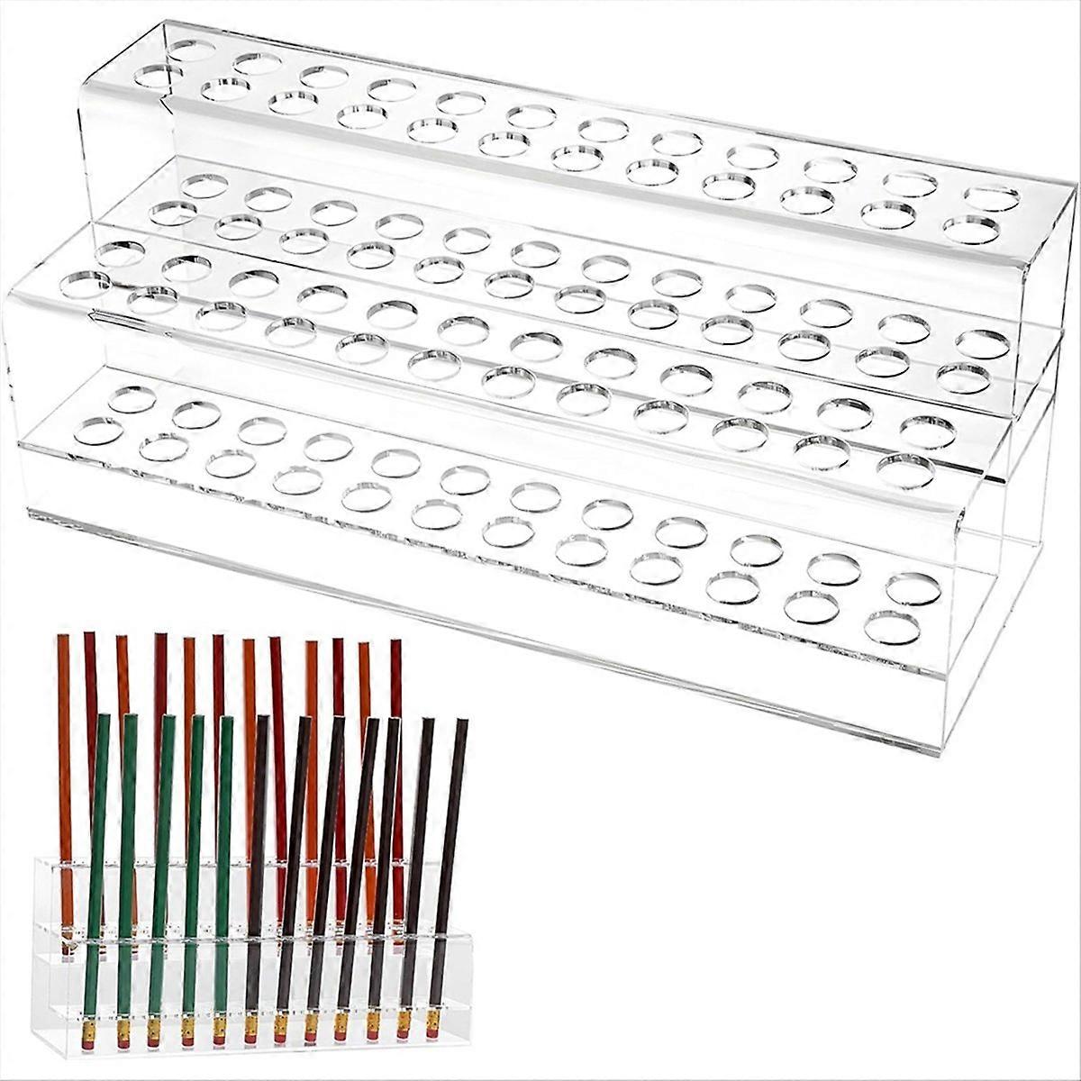 Acryl-stifthalter, Stiftständer Mit 48 Fächern, 2-stufiger Tischständer, Transparent, Für Augenbrauenstifte, Ideal Für Zuhause, Büro Oder Schule.