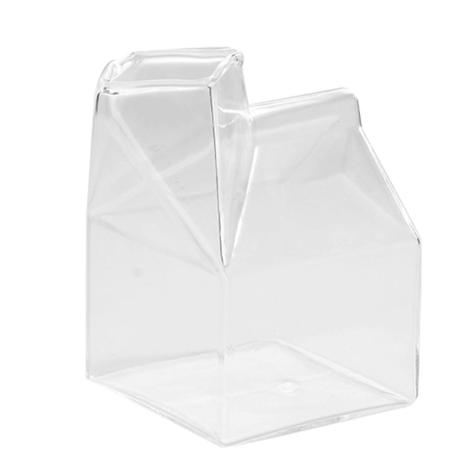 Transparente, Hausförmige Glasbecher Für Kaffee, Milch Und Wasser, Inklusive Ausgießer, Kartonbehälter, 2er-set, 350 Ml, Niedliches Design