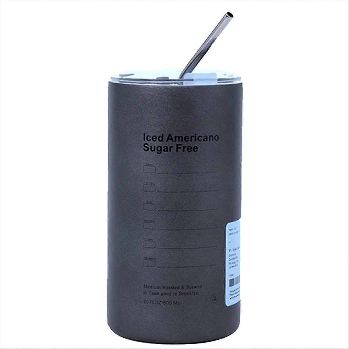 Doppelwandiger, Isolierter Kaffeebecher Aus Edelstahl, Amerikanischer Stil, Silberfarben.