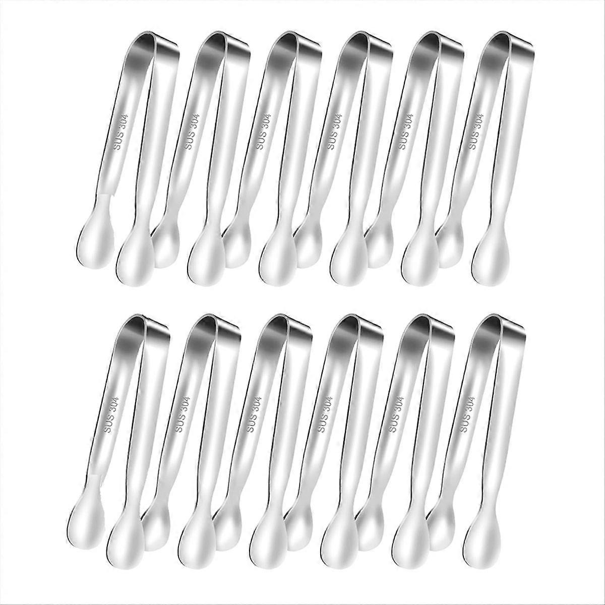 Mini-servierzangen-set, 12 Kleine Zangen Für Vorspeisen, Teepartys Oder Kaffeebars, 10 Cm Zuckerzange – Silber