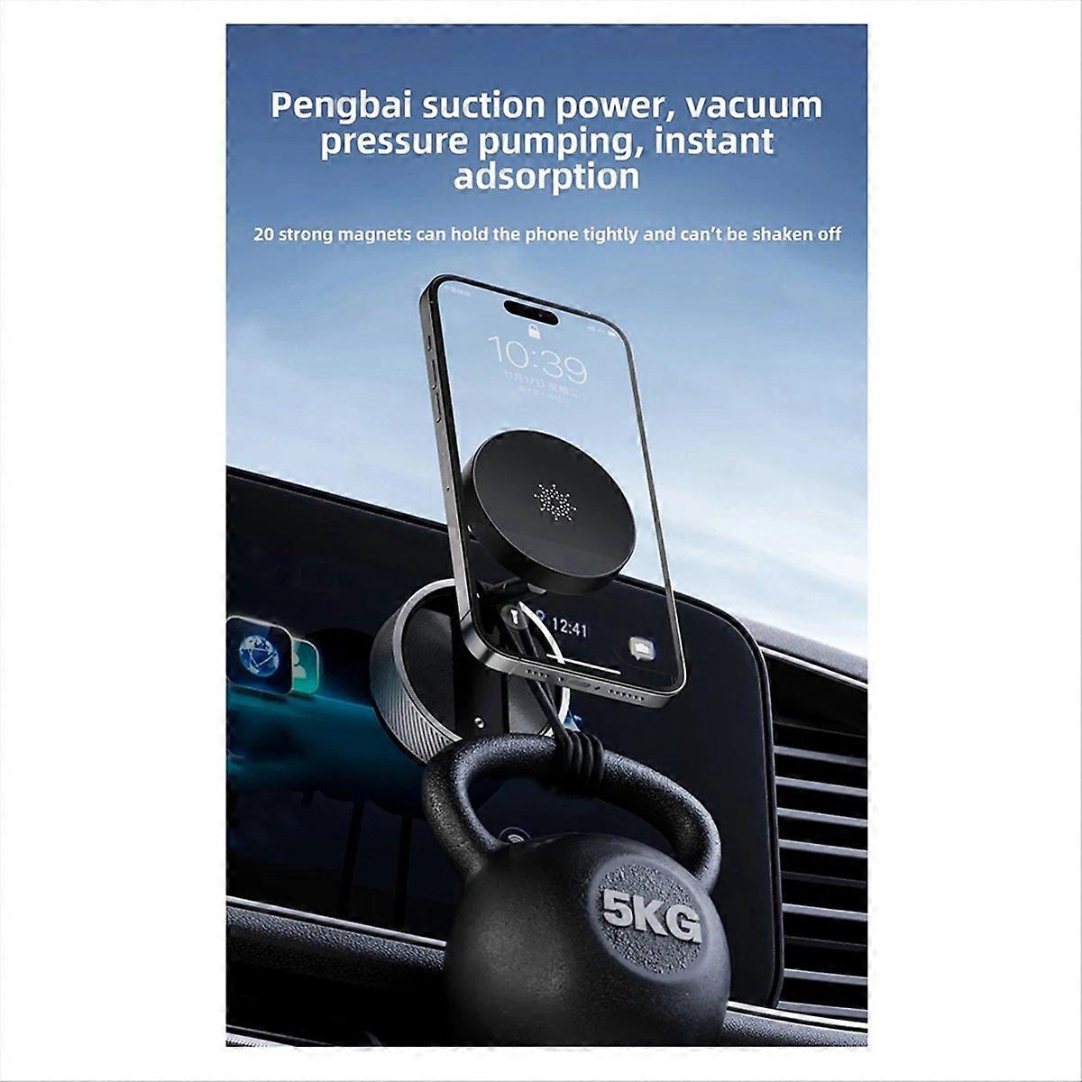 Magnetische Autohandyhalterung, Faltbar, Doppelseitiger Saugnapf, 360° Drehbar, Silber.