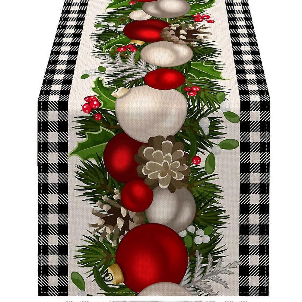 Weihnachtstischläufer Mit Schwarz-weißem Vichy-karo, Weihnachtsdekoration Für Zuhause Und Küche