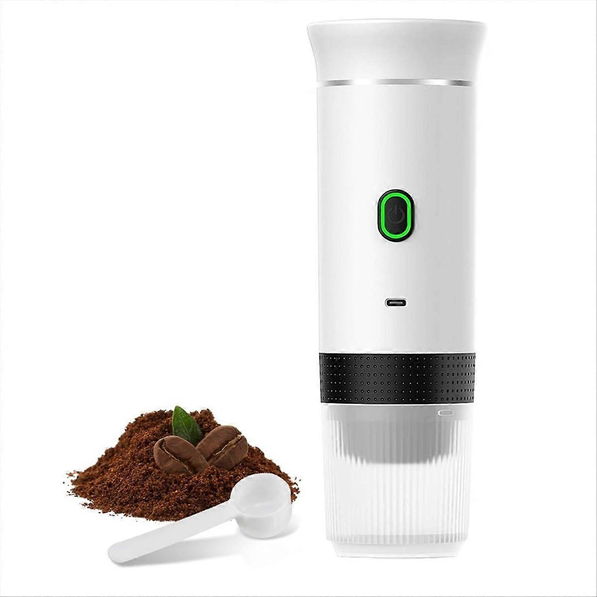 Tragbare, Kabellose Elektrische Espressomaschine Für Camping, Mit Kapseln Und Pulver, Ideal Für Reisen (weiß).