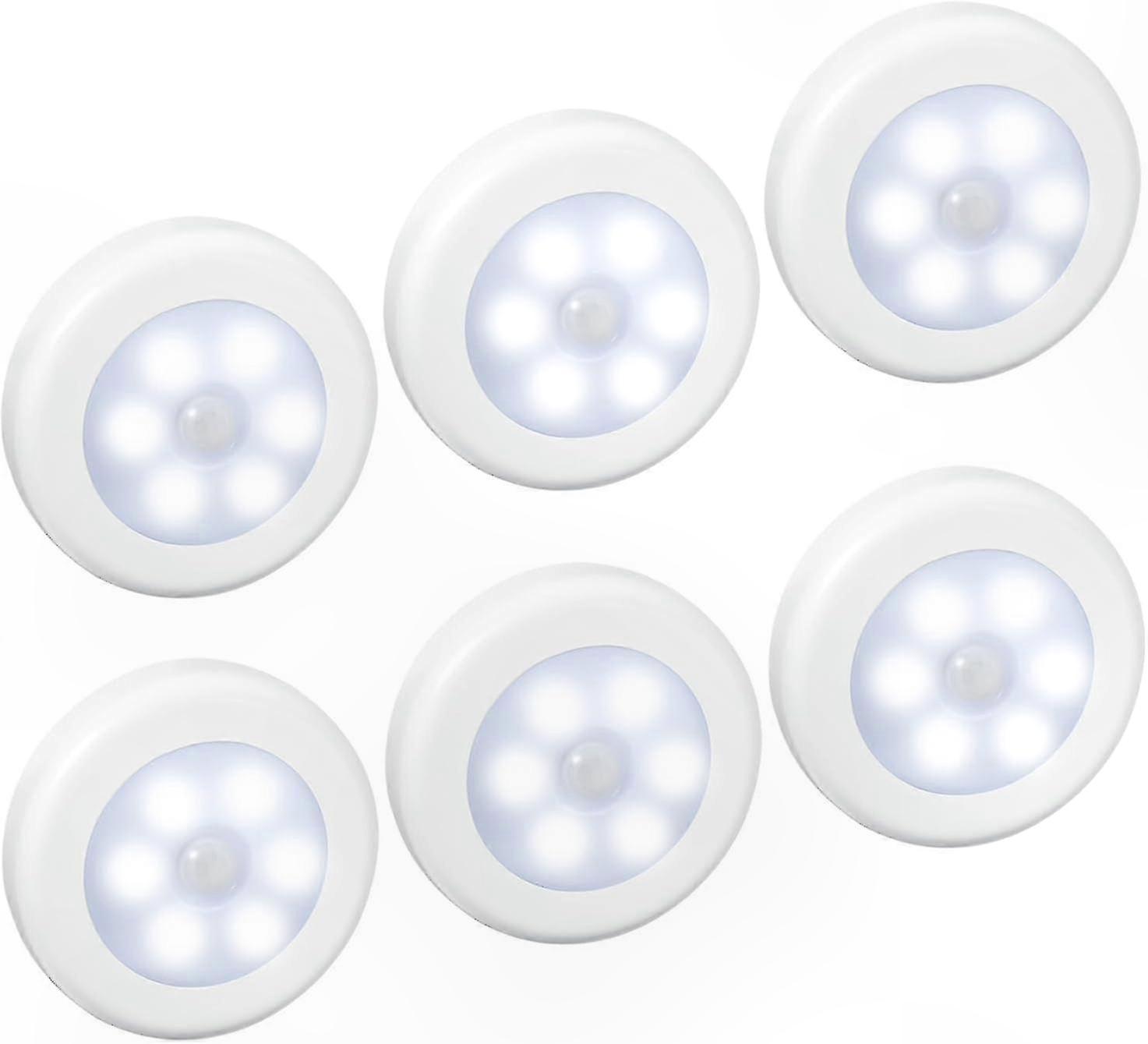 6er-set Led-bewegungsmelderleuchten, Batteriebetrieben, Für Schrank- Und Garderobenbeleuchtung, Einfache Installation In Treppenhäusern Und Ankleidezimmern, Infrarotsensor, Weiß, Kabellos