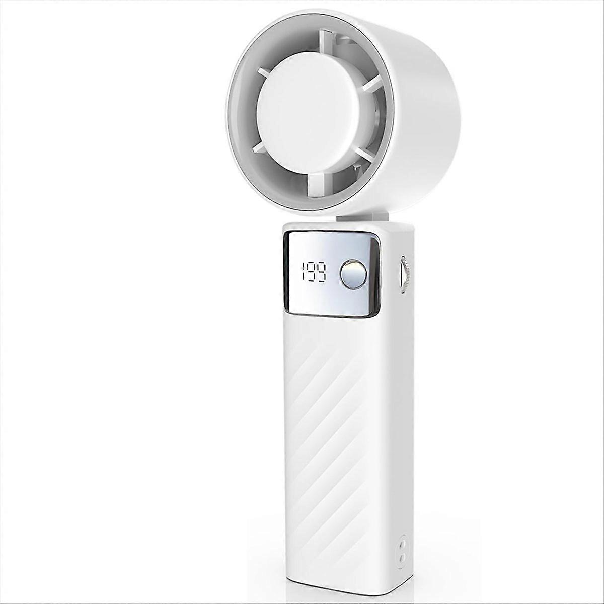 Tragbarer Turboventilator, Leistungsstark (max. 20 Stunden Kühlleistung), Mini-ventilator, Led-anzeige, Weiß, Für Damen Und Herren, Für Den Innen- Und Außenbereich