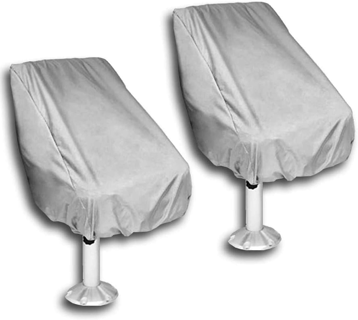 2er-set Bootssitzbezüge – Wasserdichtes Polyester – Uv- Und Wetterschutz – Für Kapitän- Und Pontonboote – Silbergrau, 61 X 56 X 64 Cm