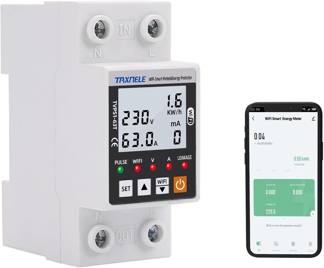 Intelligenter 63-a-wlan-leistungsschalter – Kwh-energiezähler – Fehlerstromschutzschalter – 80–300 V Spannung – Smart Life