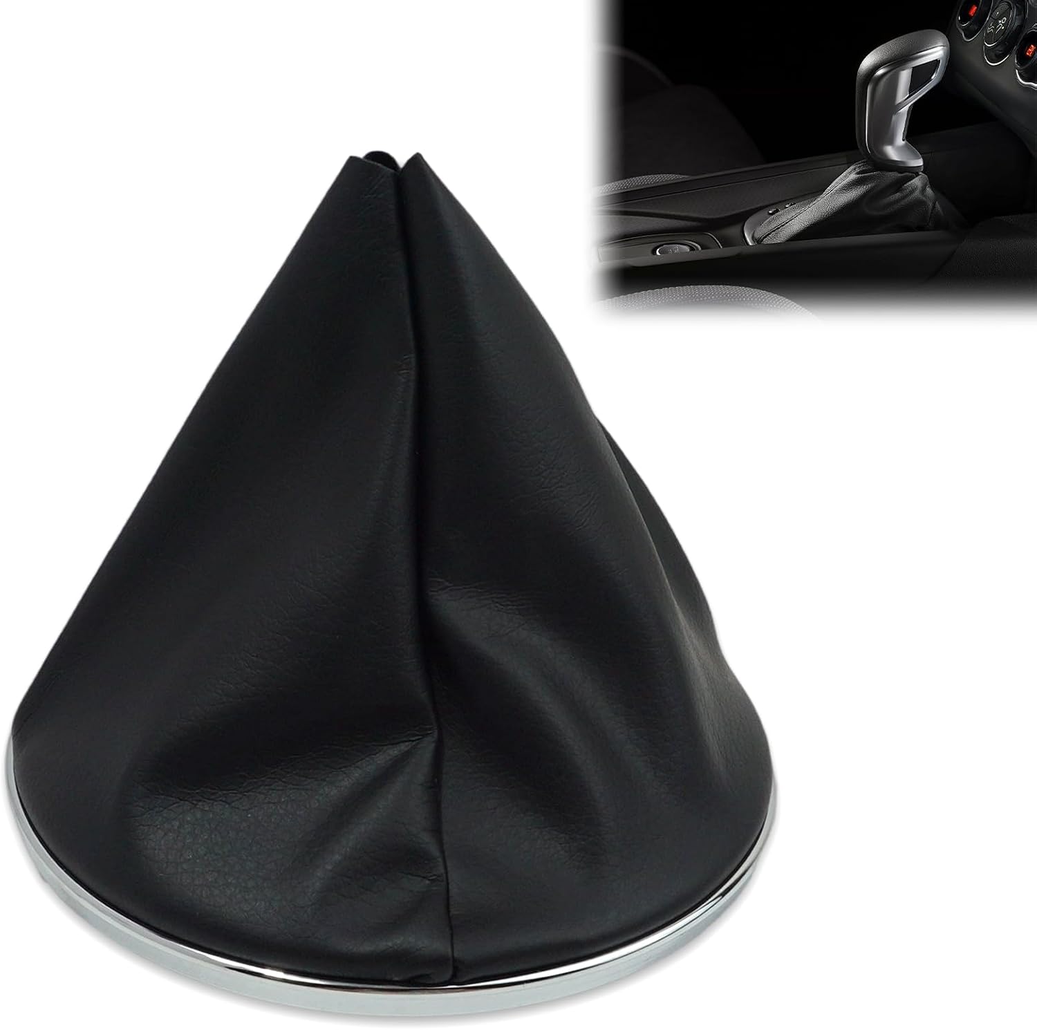 Schaltmanschette – 1 Set – Schwarzes Kunstleder Und Chrom – Schutz Und Stil – Für Fiat 500 500c 2007–2015