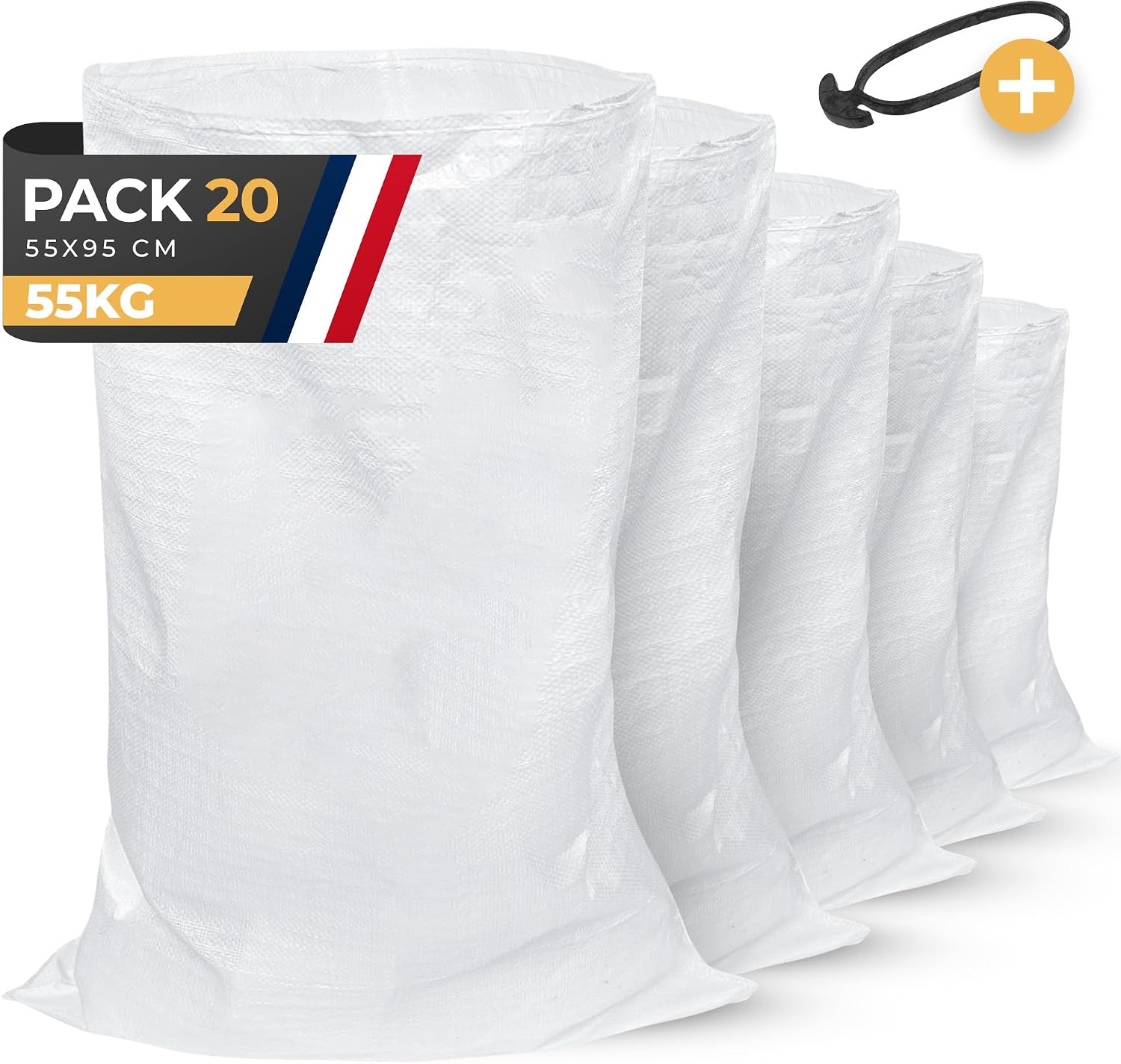 Bauschuttsäcke – 20 Stück – Polypropylen – Tragkraft 55 Kg – Für Baustellen Und Gärten – 55 X 95 Cm