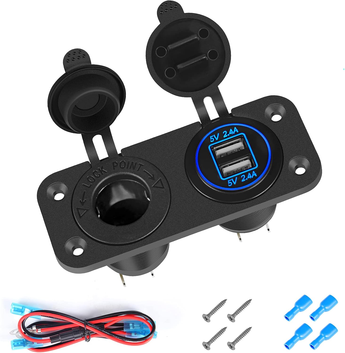 Zigarettenanzünder-schalterpanel – 1 Stück – Kupfer Und Abs – Dual-usb Und Led-voltmeter – Für Boote Und Lkw – 12–24 V