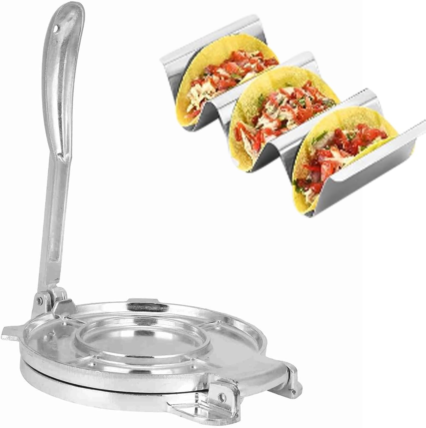 Tortillapresse – 1 Stück – Aluminiumlegierung – Gleichmäßige Formgebung – Ideal Für Zuhause Und Picknicks – Silber