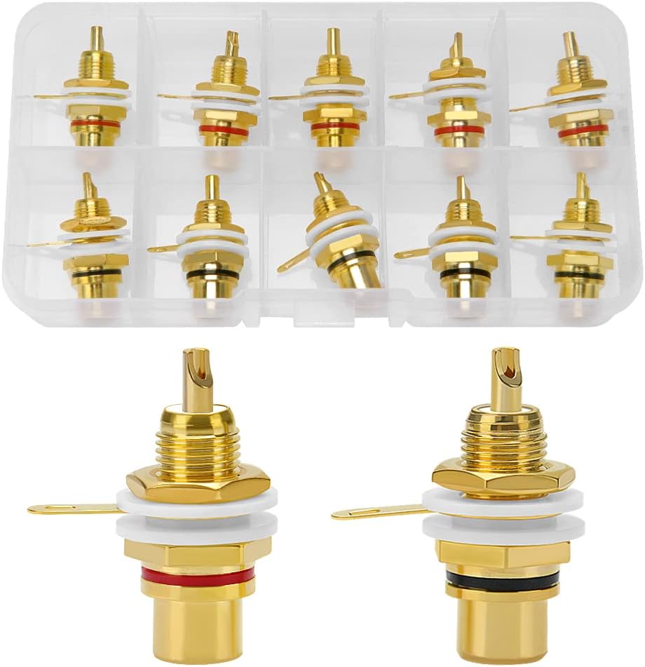 Rca-stecker – 10 Stück – Kupfer – Buchsenstecker – Für Verstärker Und Fernseher – Rot Und Schwarz