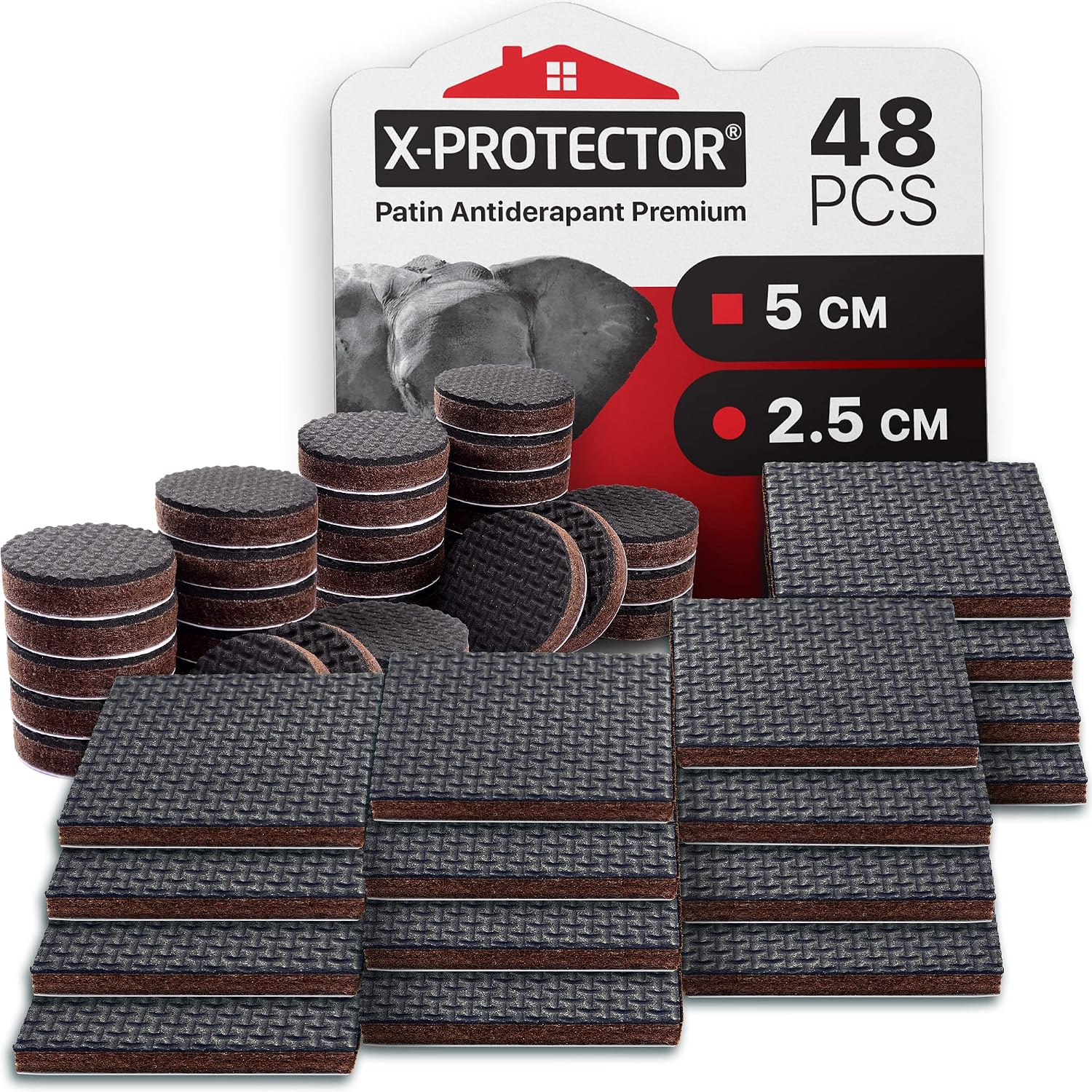Rutschfeste Pads – 48 Stück – Gummi Und Filz – Boden- Und Möbelschutz – Wohn- Und Schlafzimmer – 25 Mm Und 50 Mm