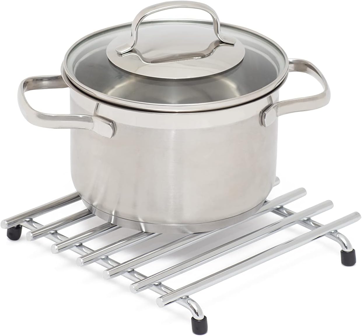 Quadratischer Untersetzer – 1 Stück – Verchromter Stahl – Hitzebeständig – Schutz Für Küche Und Esszimmer – 21,3 Cm