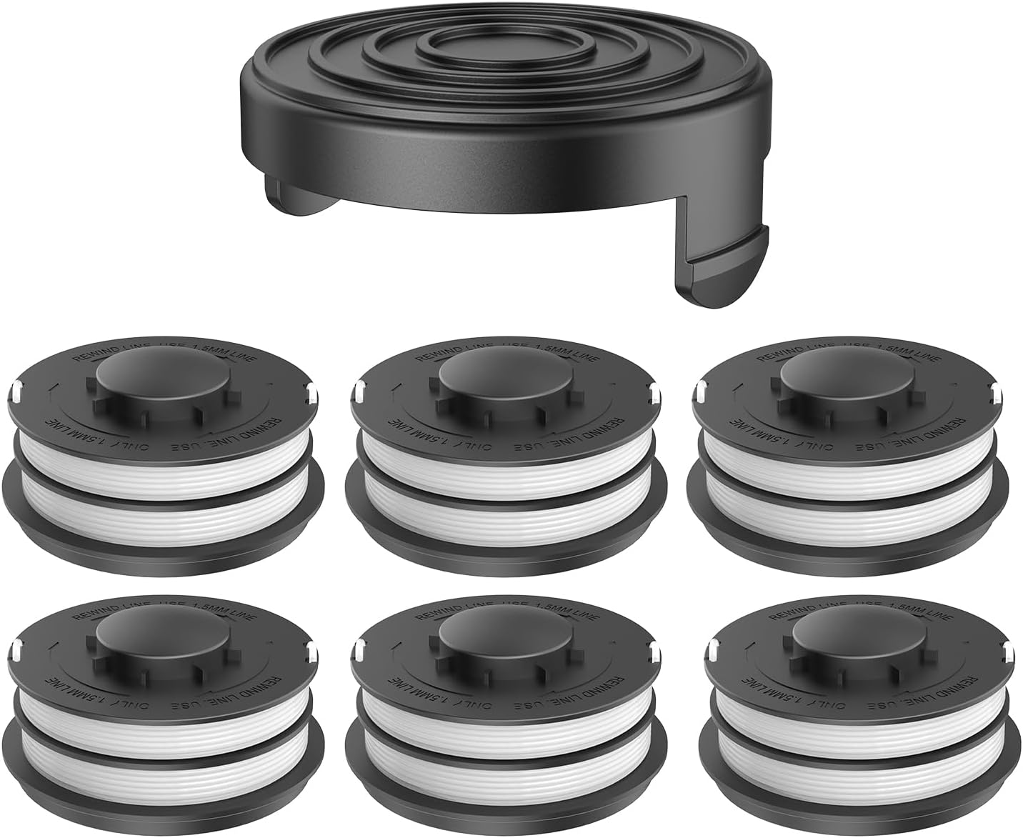 Ersatzspulen Für Trimmerfaden – 6er-pack + 1 Schutzhülle – Nylon Und Abs – Schnelles Und Langlebiges Schneiden – Für Einhell Gc-et 4530 Freischneider – 1,6 Mm X 10 M Faden