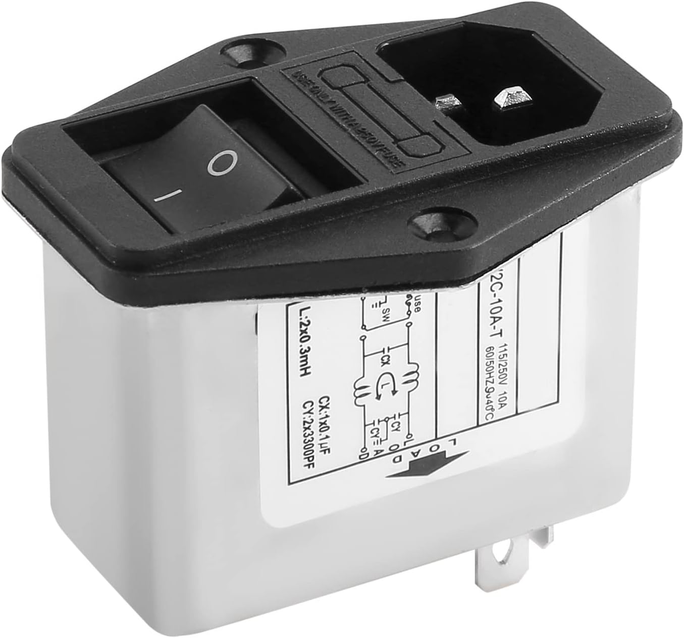 Iec 320 C14 Netzfilter – 1 Stück – Metall Und Kunststoff – Schalter- Und Sicherungshalter – Elektronische Geräte – 55 X 65 X 50 Mm