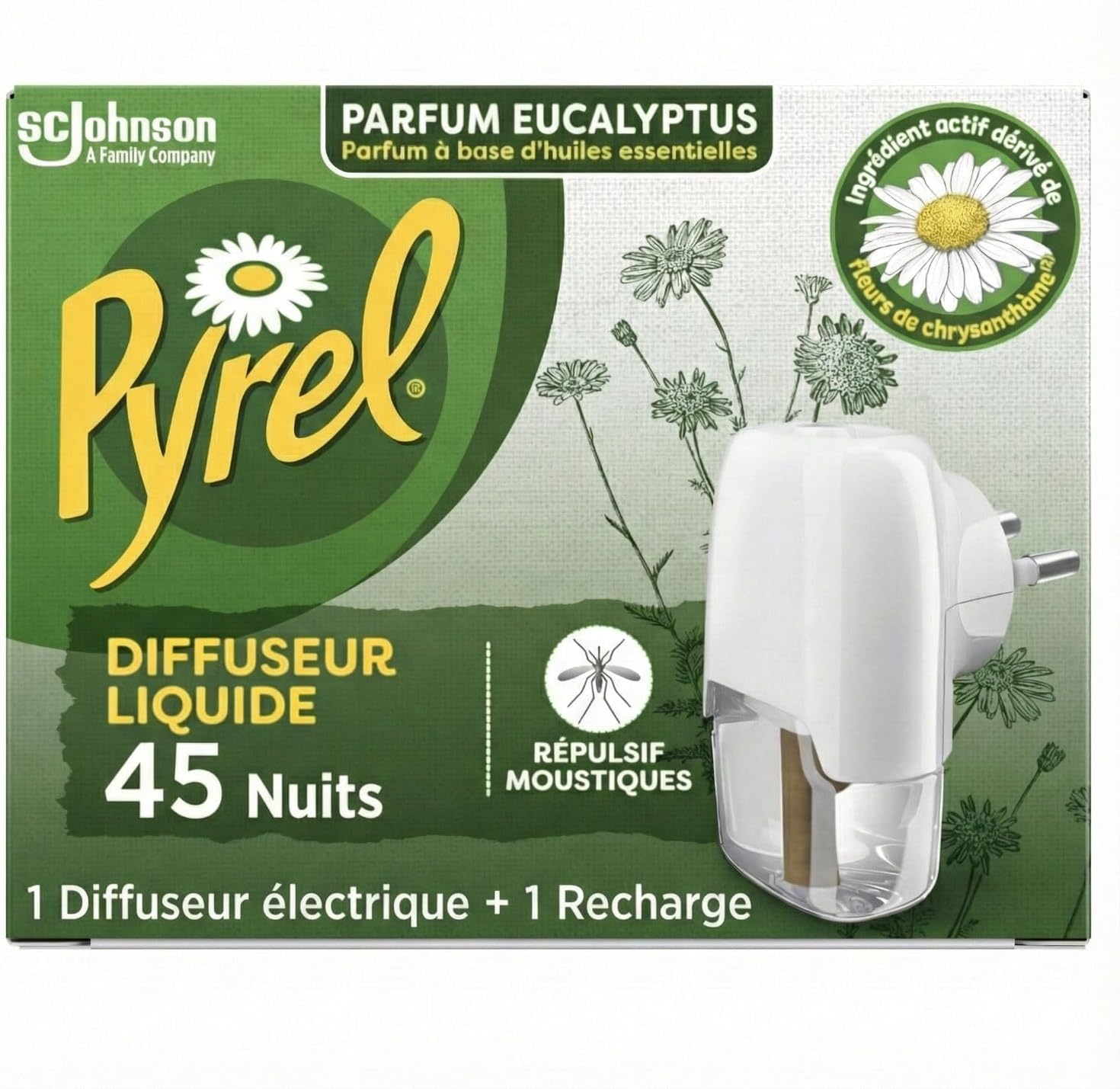 Elektrischer Flüssigdiffusor – 1 Gerät Und 1 Nachfüllpackung – Eukalyptusduft – 45 Nächte Schutz – Gegen Stechmücken Und Tigermücken – Für Den Innenbereich