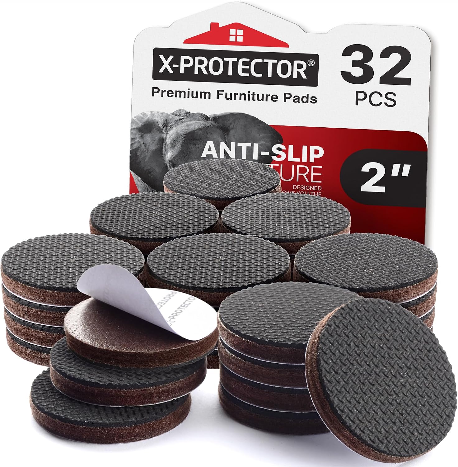 Set Mit 32 Antirutschpads – Rund, 5,1 Cm – Gummi Und Filz – Bodenschutz Und Stabilität – Für Schwere Möbel