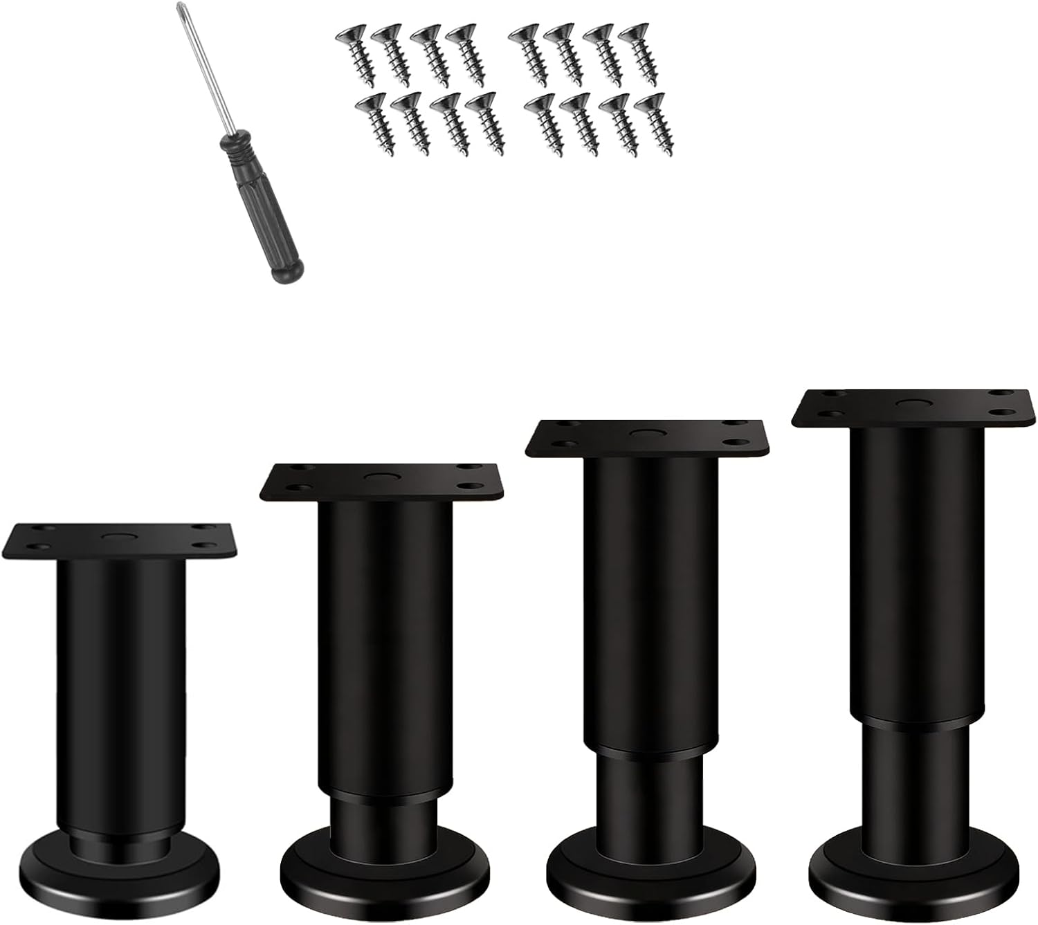 Höhenverstellbare Möbelfüße – 4er-set – Verchromtes Metall – Höhenverstellbar Von 8 Bis 12 Cm – Für Bett, Tisch, Kleiderschrank – Stabile, Kratzfeste Unterstützung